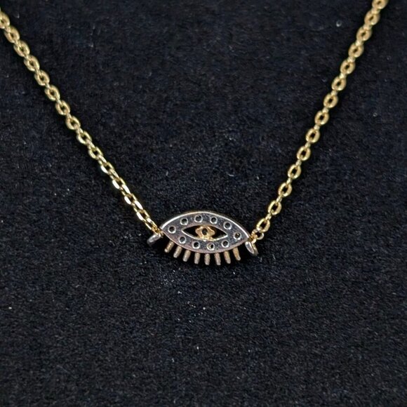 Dainty Rhinestone Evil Eye Pendant Necklace - Picture 5 of 6